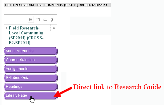 Adding a Direct Link to a Library Research Guide