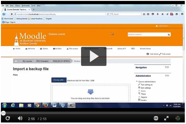 Partial Demonstration – Moodle Backup and Restore